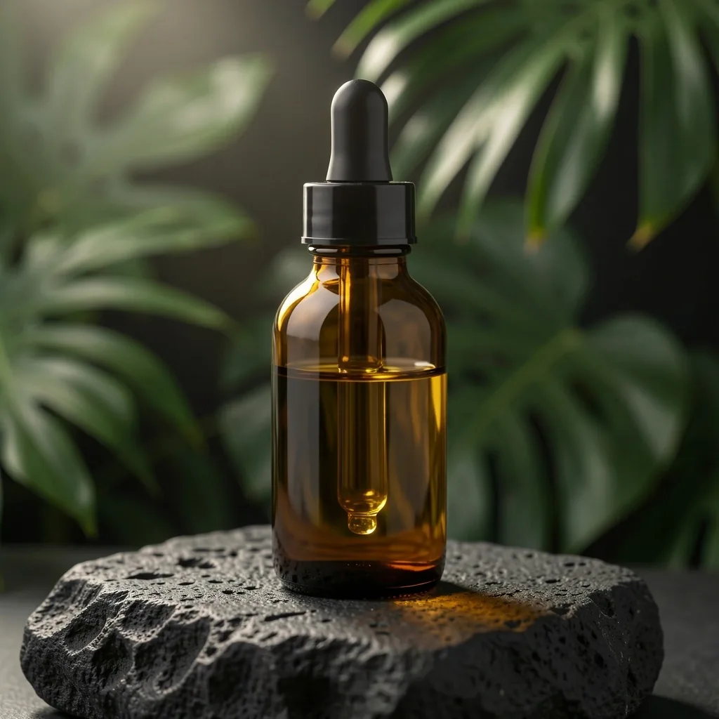 Amber dropper bottle with extract